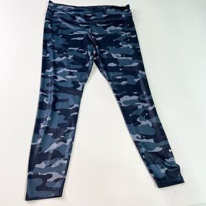 Nike One Dri-Fit Leggings Women's XXL Blue Tight Fit Mid-Rise Shiny Camo Pull On